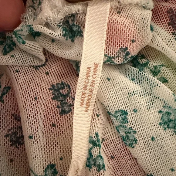 Free People NWOT Sweetie Pie Floral Sheer Mesh Crop Top - Floral Green/ Blue - Picture 9 of 10